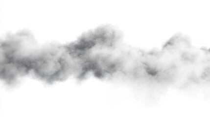A wispy cloud of smoke blending shades of gray against a white background, creating an ethereal and mysterious atmosphere.