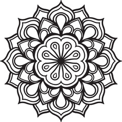 A mandala design silhouette vector style with a white background