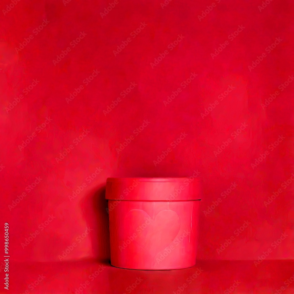 Poster a pink container with a lid sits against a pink background