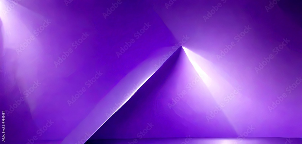 Poster a purple-colored room with a triangular shape in the center, illuminated by a light source on the right side, creating a dynamic and visually striking scene