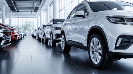 Modern Auto Showroom with Sleek Vehicles on Display