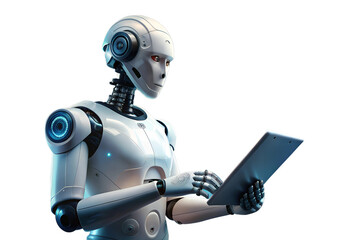 Ai robot using tablet with AI artificial intelligence technology