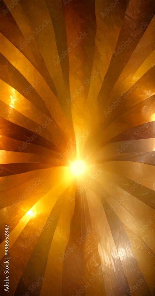 Aufkleber a vibrant, abstract composition of overlapping lines and rays of light, creating a sense of depth and dimension The dominant colors are warm hues of orange and yellow, with