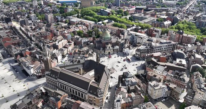 Charleroi, Wallonia, Belgium,The town hall, Place Vauban , the Saint-Christophe church.
