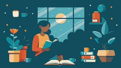 Hand-Drawn Girl Reading by Window with Sunlight. Perfect for: Leisure Time, Book Lovers Day, Home Study