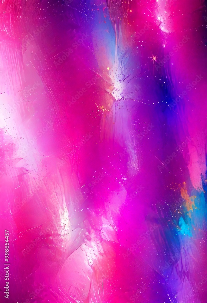 Poster a vibrant abstract background with a gradient of pink, purple, blue, and white colors, creating a dy
