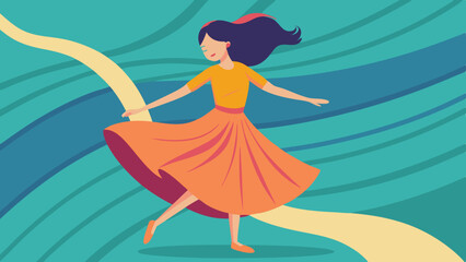 Hand-Drawn Girl Dancing Freely. Perfect for: Dance Performances, Youth Events, Celebrations