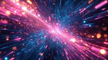 Naklejka premium Speed Rays Abstract Background with Burst of Light Energy, The Movement of Luminous Rays in Space, Template for Background, Banner, Card 