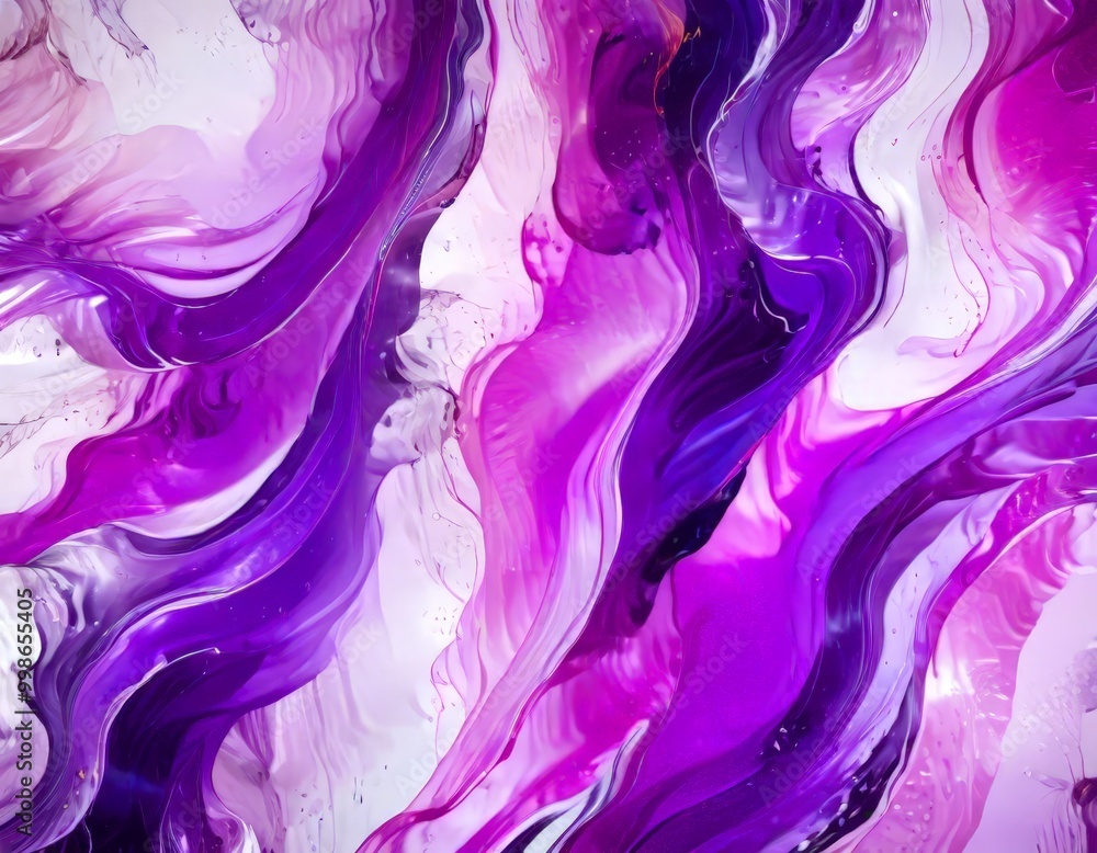 Poster a vibrant abstract pattern with swirling, fluid purple and pink hues, creating a dynamic and captiva