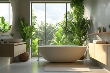 Fototapeta premium modern luxury bathroom with minimalist design