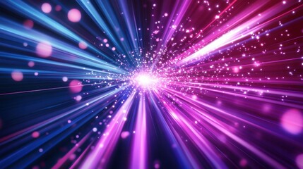Naklejka premium Speed Rays Abstract Background with Burst of Light Energy, The Movement of Luminous Rays in Space, Template for Background, Banner, Card