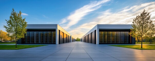 Obraz premium Modern Data Center with Clean Energy Approach