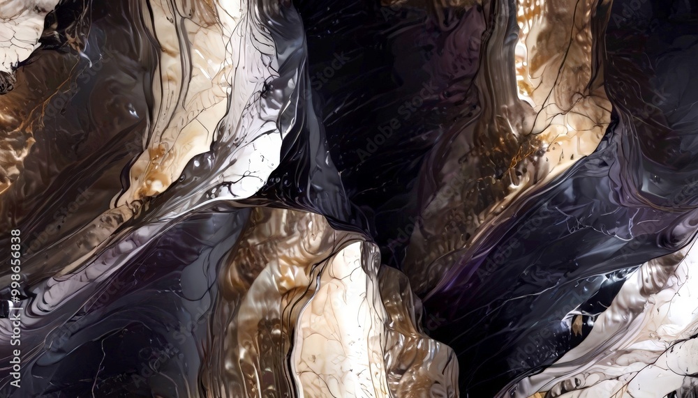 Aufkleber an abstract representation natural landscape, featuring a blend of dark and light colors, with a sense of depth and texture