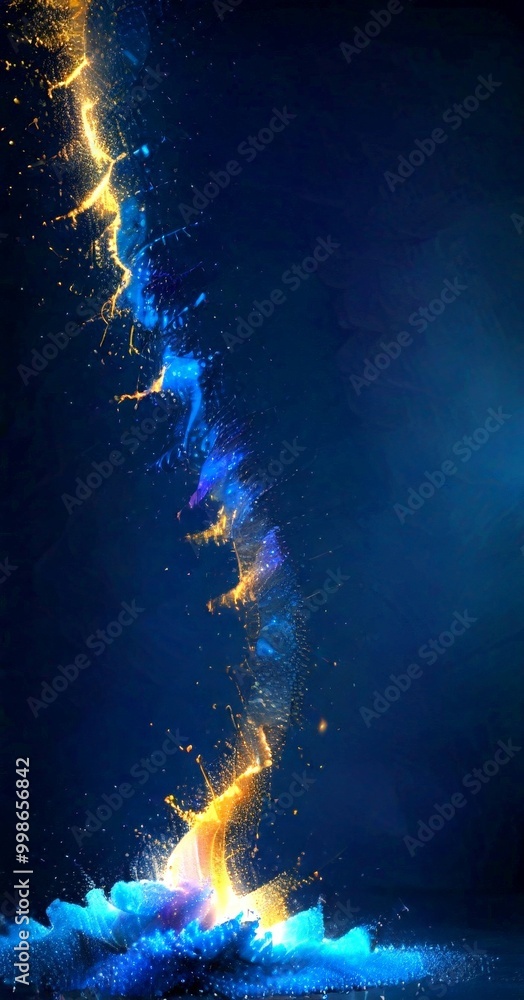 Aufkleber a dynamic scene swirling, multicolored mist or vapor, with a dark blue background and a gradient of 