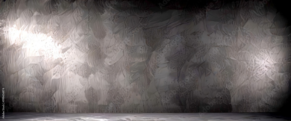 Aufkleber A dark, textured wall with a subtle pattern of lines and curves, illuminated from above, creating a dramatic and moody atmosphere