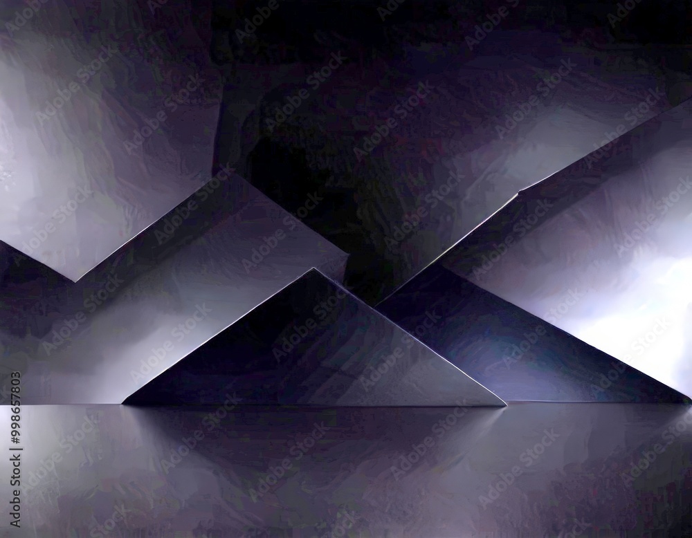 Poster a dark, abstract composition featuring a series of intersecting lines and shapes, creating a sense of depth and complexity