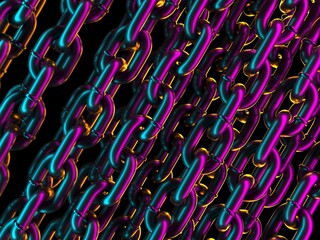 Chain of metal links. Connection security safety concept