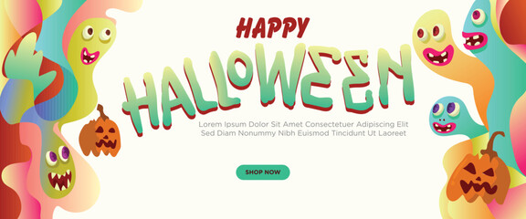 Evil Monsters from Another World  concept. abstract geometric liquid form. monster halloween with hand drawn banner template vector illustration.