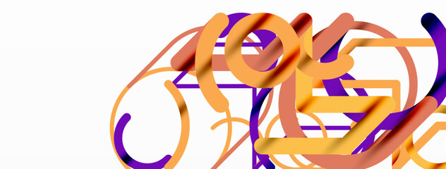 Abstract background. Circles and colorful round shape lines. Linear geometric minimal design