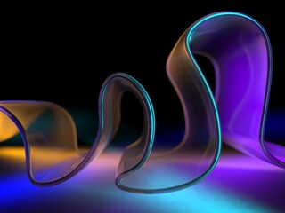 Abstract glass striped waves. Bright glossy design background