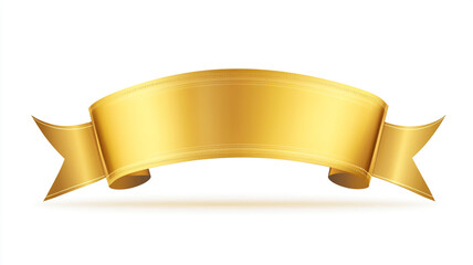 A blank golden rectangular ribbon label isolated on white background.