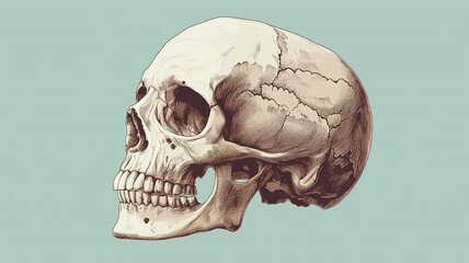 drawing of human skull.