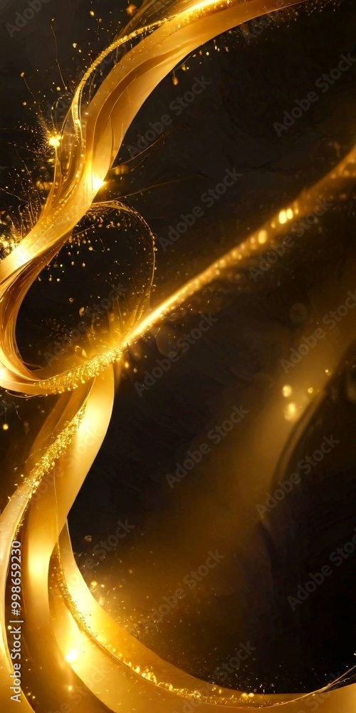 Aufkleber a striking abstract composition of golden lines and swirls against a dark background, creating a sense of movement and dynamism