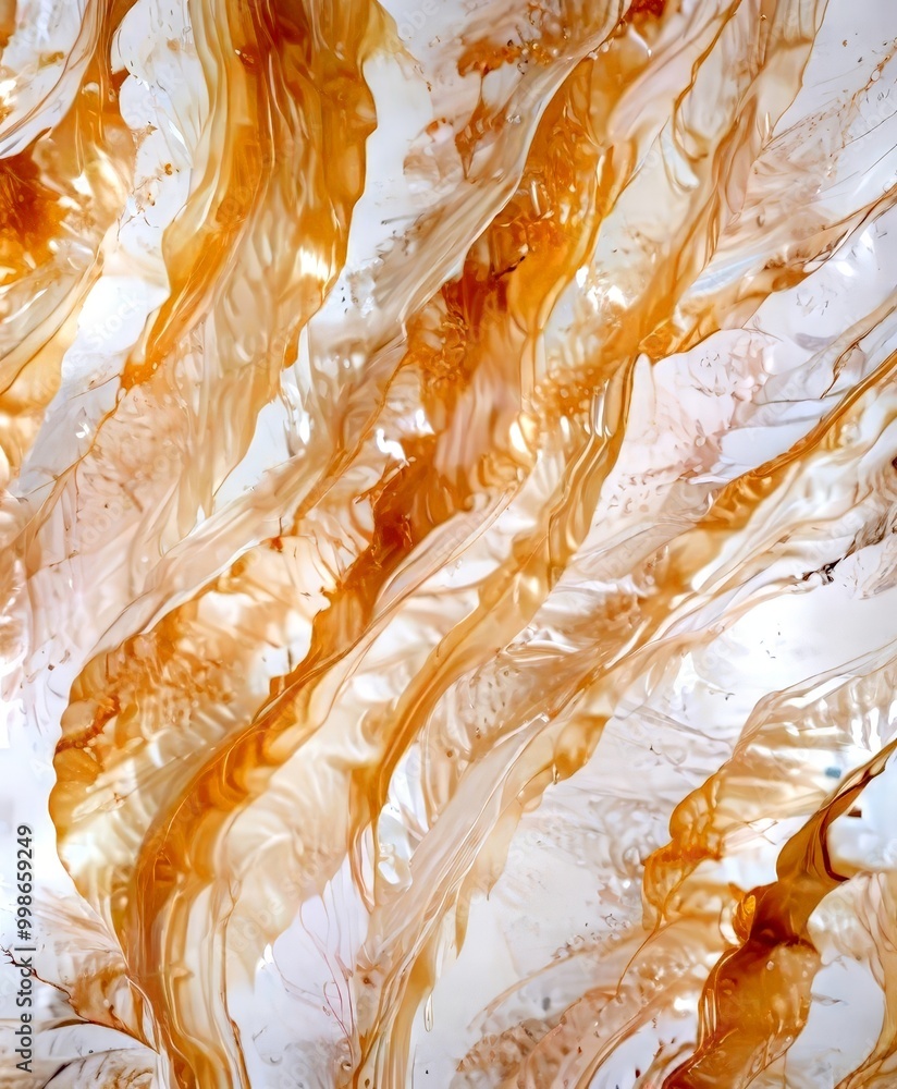 Poster an abstract representation fluid, swirling pattern of light and dark brown hues, with a sense of mov