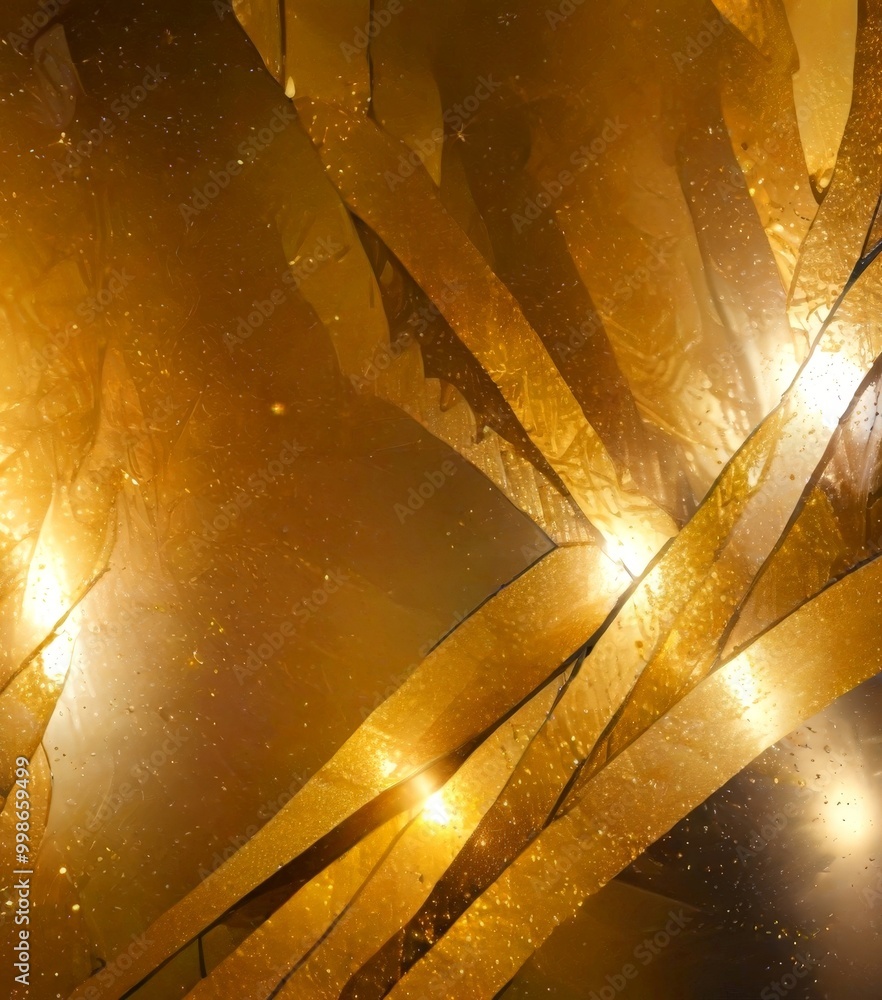 Poster a digital art piece featuring a golden, abstract pattern with a sense of depth and movement The golden lines and shapes create a dynamic and visually