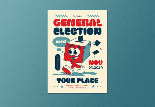 Blue Retro General Election Flyer Layout