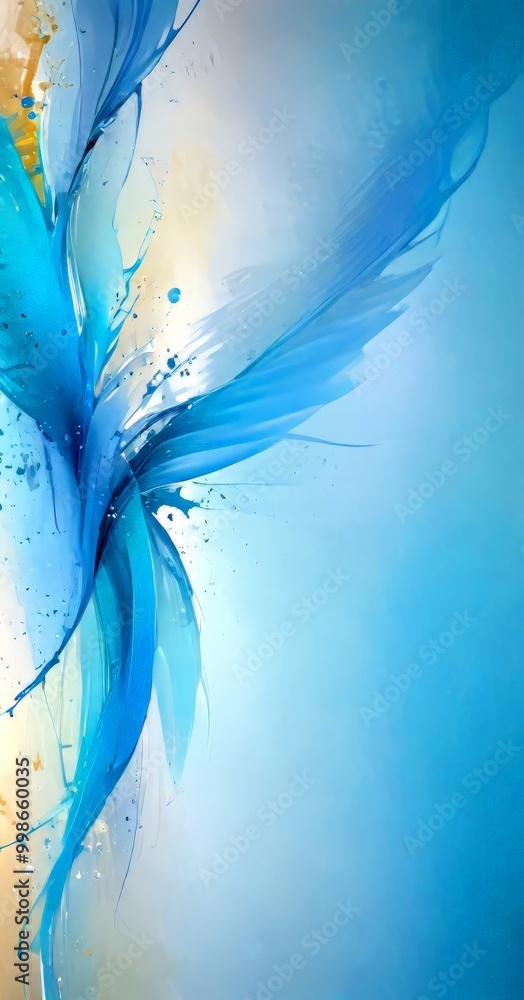 Aufkleber a vibrant abstract composition of blue and yellow hues, with splashes of color and dynamic brushstro