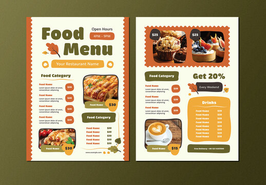 Orange Bold Autumn Food Menu Layout