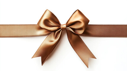 brown bow with ribbon on a white background.