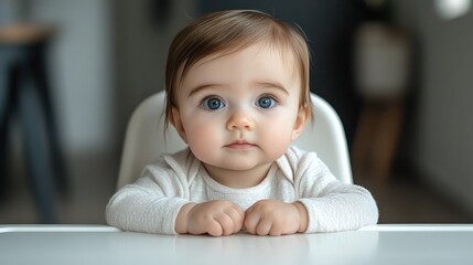 Fototapeta premium Bright-Eyed Baby Sitting Happily