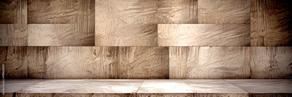 Aufkleber a close-up view concrete wall with a grid-like pattern of rectangular panels, creating a textured an