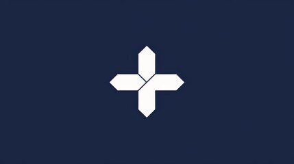 Obraz premium a simple navy blue and white cross symbol, elegantly positioned against a solid background. 