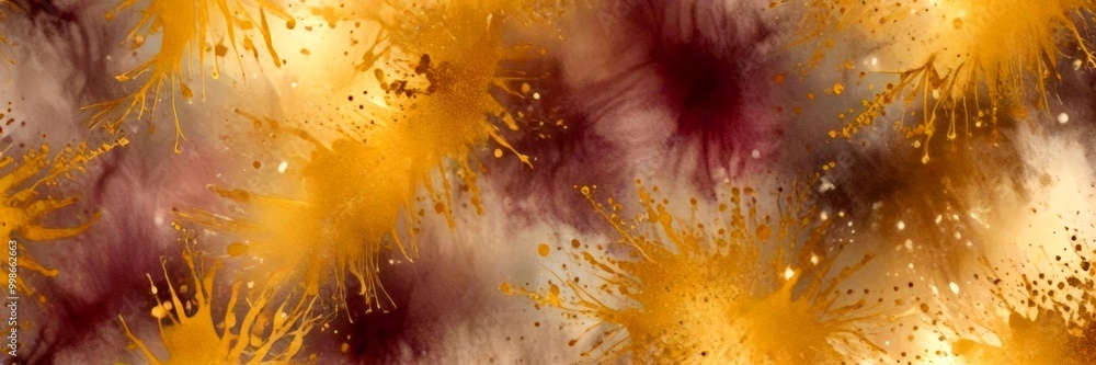 Aufkleber a vibrant abstract pattern with splashes of gold and purple, creating a dynamic and visually striking composition