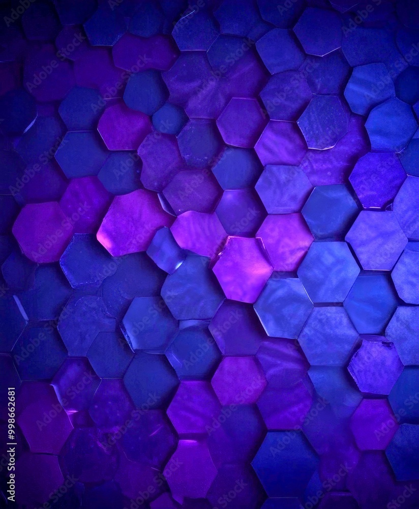 Poster a dark purple hexagonal pattern with a gradient effect, creating a visually striking and abstract design
