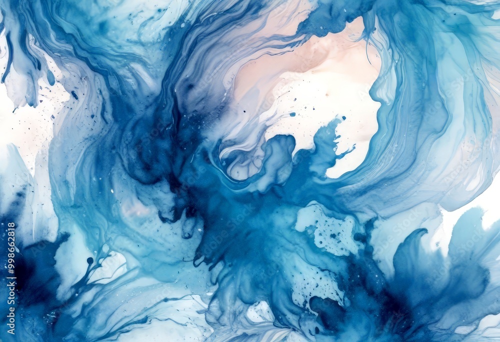 Poster a swirling pattern of blue and white hues, reminiscent of ocean waves or a swirling sea the colors a