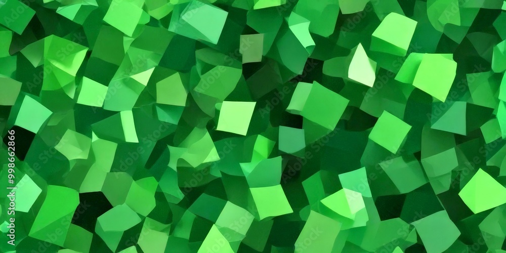 Fototapete a dense arrangement of green cubes, each varying in size and shape, creating a visually striking and abstract pattern