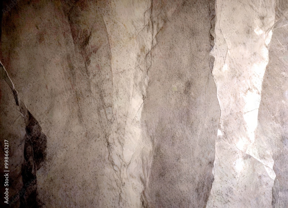 Poster a close-up view textured gray marble surface, with vertical lines and cracks running through it, creating a sense of depth and movement