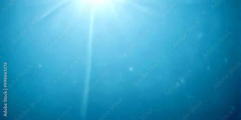 Poster a clear blue sky with sunlight shining through the clouds, creating a bright and serene atmosphere