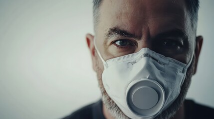 Close-up Portrait of a Man Wearing a Protective Mask