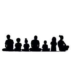 
Group of sitting children  silhouette vector illustration