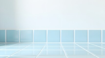 Blue Tile Bathroom Wall and Floor