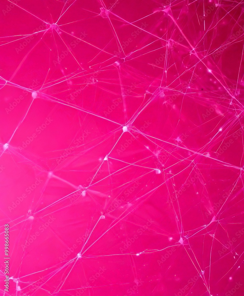 Leinwandbilder a close-up view pink background with a network of white lines and dots, creating a visually striking abstract pattern