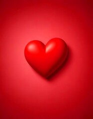 A red heart-shaped object is centered against a solid red background