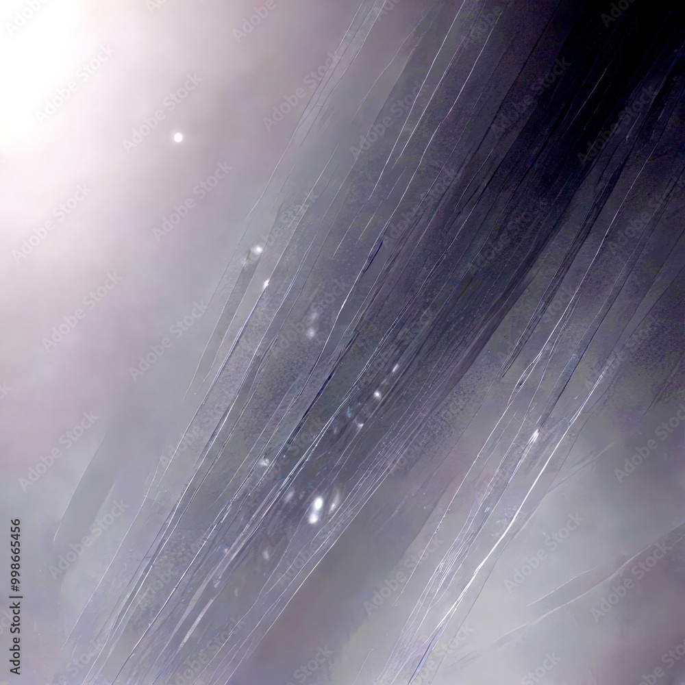 Poster a blurred, abstract pattern of diagonal lines and small white dots, creating a sense of movement and depth