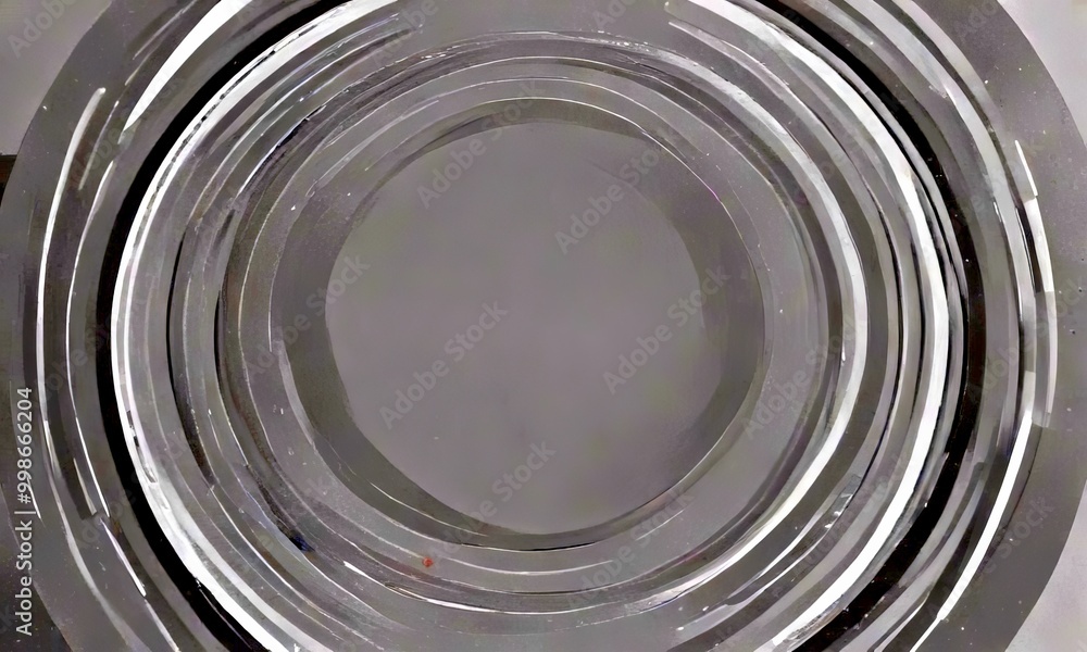Aufkleber a circular pattern with concentric circles of varying sizes, creating a sense of depth and movement The background is a solid gray color, which contrasts with the white and