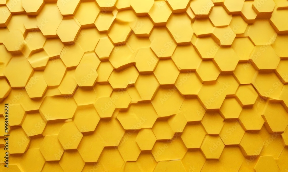 Poster a close-up view honeycomb-like pattern composed of numerous overlapping hexagonal shapes in a vibran